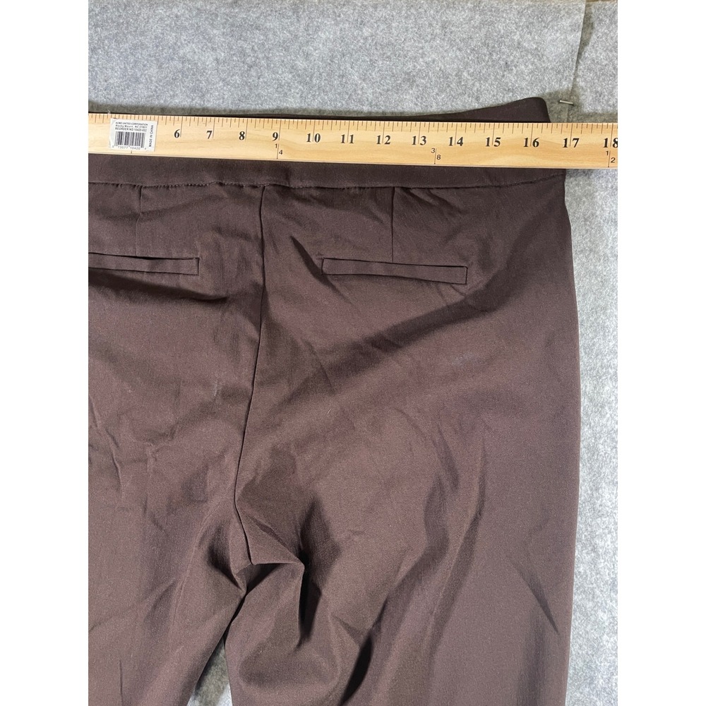 Womens Chocolate Brown Straight Leg Dress Pants Double Snap Button Trousers - Picture 10 of 13
